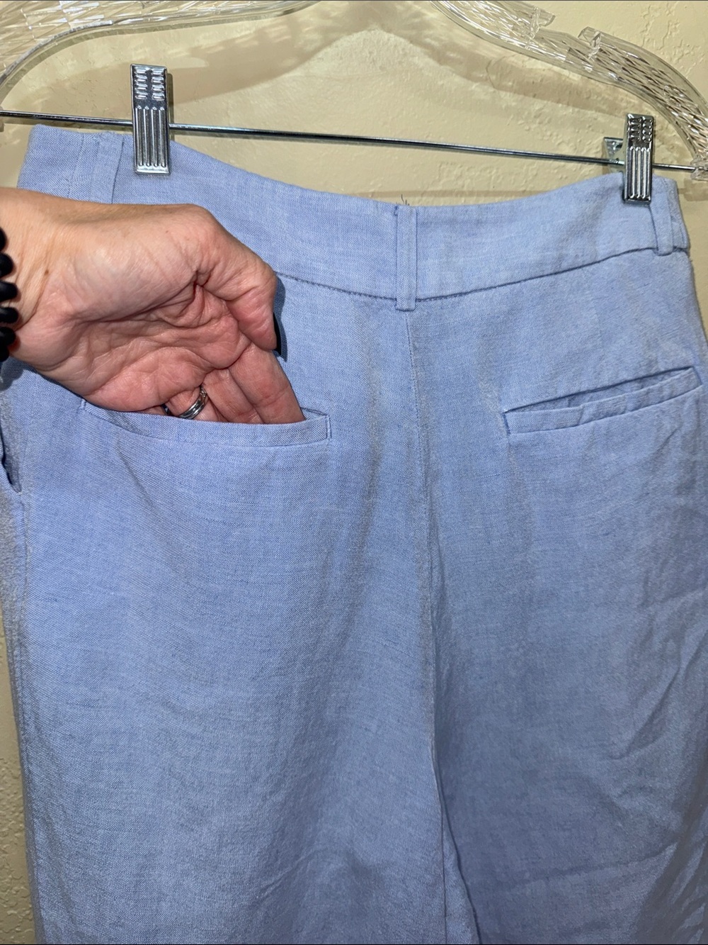 LOFT Light Blue Wide-Leg Linen Trousers Sky Blue Closet Essential Size 8 - Picture 7 of 10